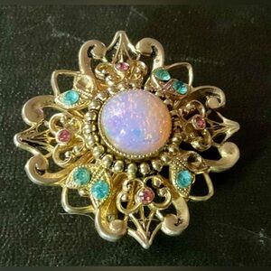 VTG Coro Signed Brooch with Aurora Center